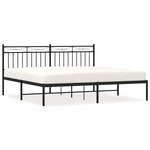 vidaXL Cadre de lit métal avec tête de lit noir 183x213 cm