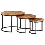 vidaXL Tables gigognes 3 Pièces bois massif d'acacia