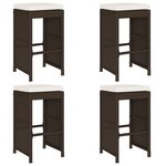 vidaXL Tabourets de bar jardin coussins lot de 4 marron résine tressée