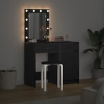 vidaXL Table de Toilette 2 Pièces Noir 50 x 41 x 135 cm Bois d'ingénierie