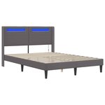 vidaXL Cadre de lit avec bandes LED Gris 140 x 190 cm Simili cuir