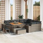 Ensemble de Canapés de Jardin de 12 Pièces avec Coussins Gris en Rattan Poly