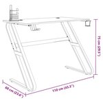 vidaXL Bureau de jeu avec pieds en forme de ZZ Noir 110x60x75 cm
