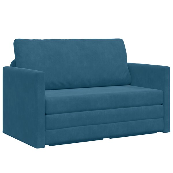 vidaXL Canapé Lit au Sol 2-en-1 Bleu 124x204x61 cm en Velours