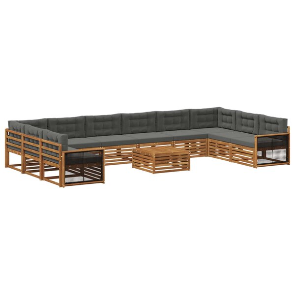 vidaXL Ensembles de canapés avec coussin 11 Pièces Bois d'Acacia Massif