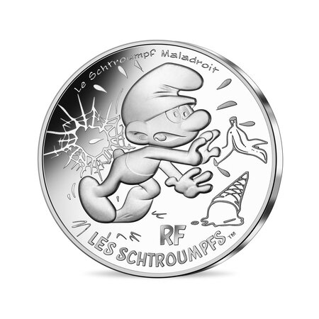 Monnaie de 10 euro argent schtroumpf maladroit