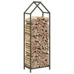 vidaXL Portant de bois chauffage vert olive 40x25x120 cm