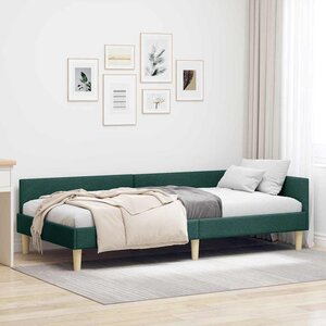 vidaXL Cadre de lit d'angle Vert foncé 100 x 200 cm tissu