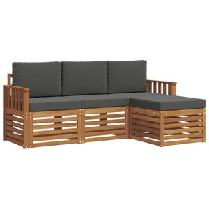vidaXL Ensemble de canapés d'extérieur 4 Pièces Naturel et Anthracite