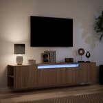 vidaXL Meuble TV mural avec LED chêne marron 180x31x39 5 cm