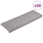 vidaXL Tapis d'escalier 30 pièces 65 x 21 x 4 cm Gris clair Bord rectangulaire