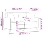 vidaXL Canapé 2 places avec oreillers décoratifs taupe 120 cm tissu
