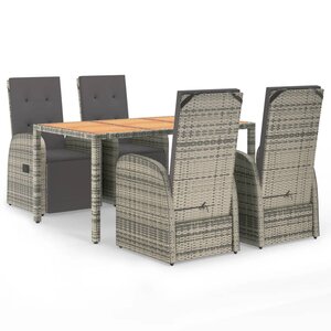 vidaXL Ensemble à manger de jardin 5 Pièces coussins gris résine tressée