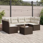 vidaXL Salon de jardin avec coussins 7 Pièces marron résine tressée