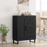 vidaXL Buffet Chêne noir 69 5 x 34 x 90 cm Bois d'ingénierie et fer