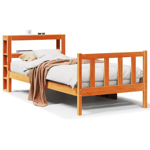 vidaXL Cadre de lit avec tête de lit sans matelas cire marron 90x190cm