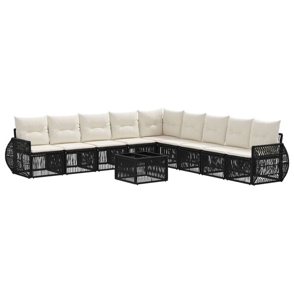 vidaXL Ensemble de canapé de jardin 10 pc Noir et blanc crème