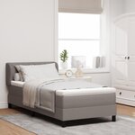 vidaXL Lit Box Spring avec Matelas Taupe 100x200 cm Tissu