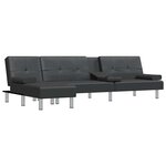 vidaXL Canapé-lit en forme de L noir 255x140x70 cm similicuir