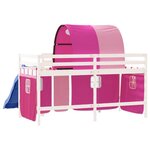 vidaXL Lit mezzanine enfants avec tunnel sans matelas rose 90x200 cm
