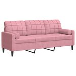 vidaXL Canapé 3 places avec oreillers décoratifs rose 180 cm velours