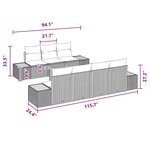 Set Canapé Jardin 8 Pièces avec Coussins Noir Poly Rattan Acacia
