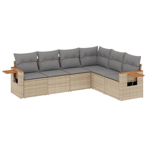 vidaXL Salon de jardin avec coussins 6 Pièces beige résine tressée