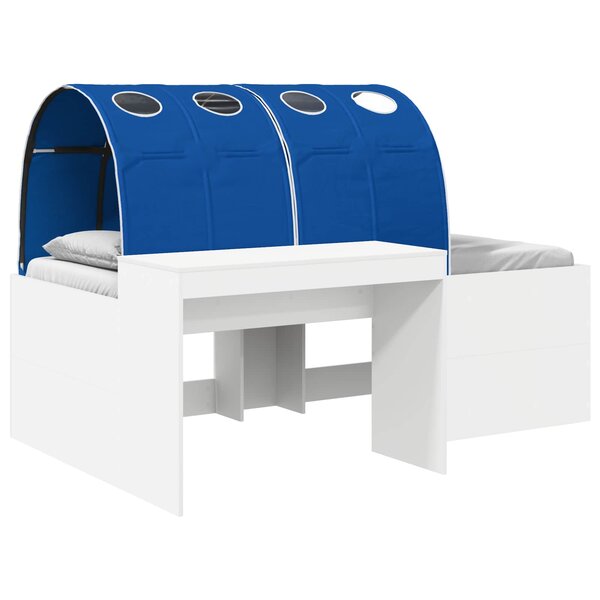 vidaXL Lit avec Tunnel 4 Pièces Blanc et bleu Bois d'ingénierie