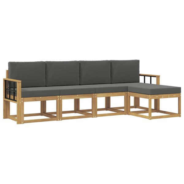 vidaXL Ensemble de canapés d'extérieur 5 Pièces Blanc et anthracite