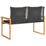 vidaXL Banc de jardin avec coussin noir résine tressée et acacia