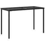 vidaXL Table de jardin dessus en verre noir 115x54x74cm résine tressée