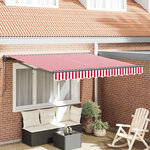 vidaXL Auvent Rétractable Rayure rouge et blanche 300x250 cm tissu