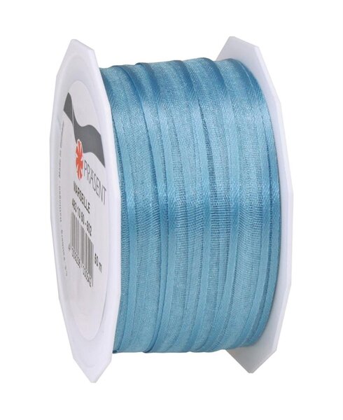 Organza marseille 50-m-rouleau 10 mm  bleu ciel