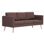 vidaXL Canapé à 3 places tissu marron