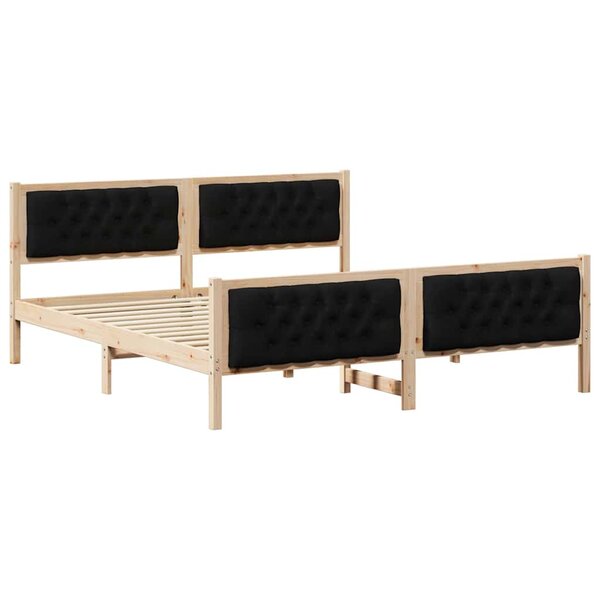vidaXL Cadre de lit avec tête de lit Noir 180 x 200 cm Pin massif