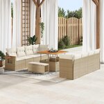 vidaXL Ensemble de canapé de jardin 11 Pièces Beige polyrotin