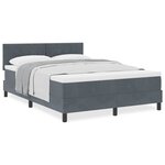 vidaXL Lit à ressorts avec matelas Gris foncé 140 x 200 cm tissu