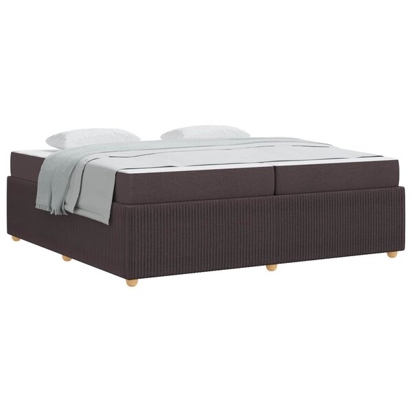 vidaXL Cadre de lit avec matelas Marron foncé 200 x 200 cm tissu