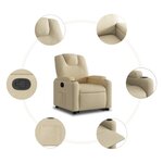 vidaXL Fauteuil inclinable Crème Tissu