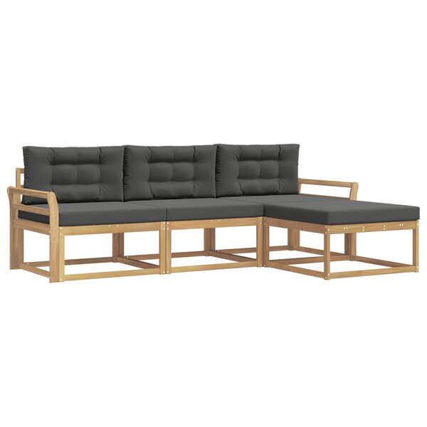 vidaXL Ensemble de canapés d'extérieur 4 pc Blanc et anthracite