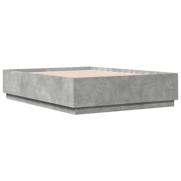 vidaXL Cadre de lit gris béton 150x200 cm bois d'ingénierie
