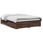 vidaXL Cadre de lit à tiroirs chêne brun 135x190 cm bois d'ingénierie