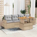 vidaXL Salon de jardin avec coussins 5 Pièces beige résine tressée
