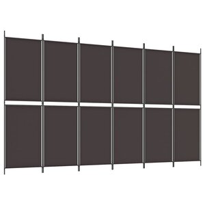 vidaXL Cloison de séparation 6 panneaux Marron 300x180 cm Tissu