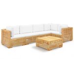vidaXL Salon de jardin 6 Pièces avec coussins Bois de teck solide