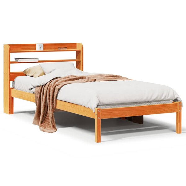 vidaXL Cadre de lit avec tête de lit sans matelas cire marron 90x190cm