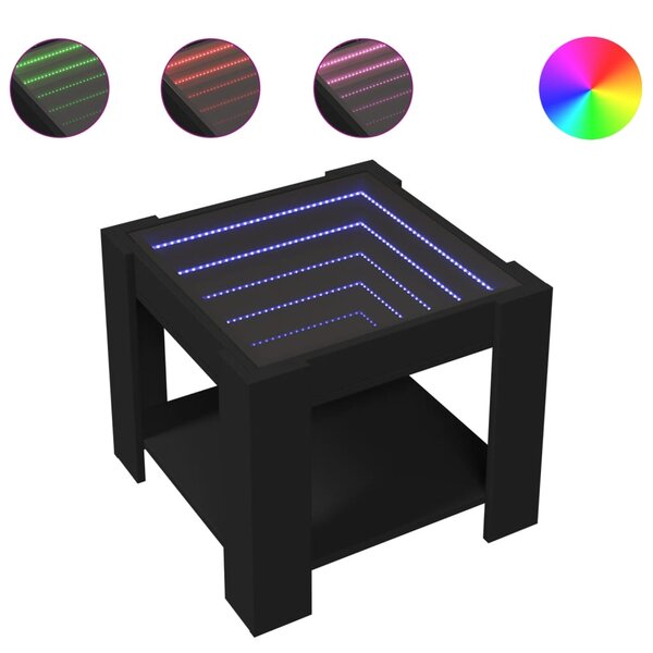 vidaXL Table basse avec LED noir 53x53x45 cm bois d'ingénierie