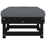 vidaXL Repose-pieds de jardin coussins lot de 2 noir bois pin massif