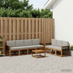 vidaXL Ensemble de canapés d'extérieur 7 Pièces Naturel et gris clair