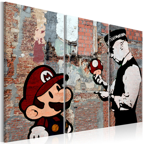Tableau - banksy: warning l x h en cm 120x80